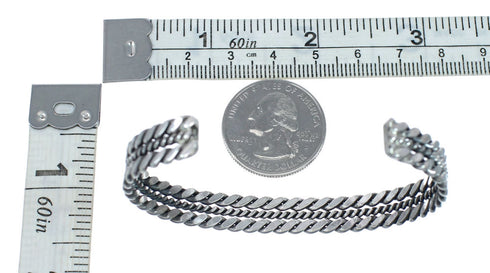 Native American Genuine Sterling Silver Cuff Bracelet AX129714